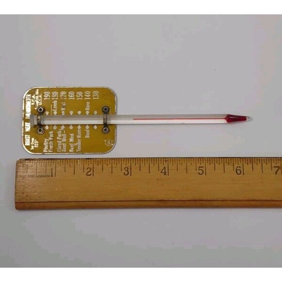 Vintage TCA Roast Meat Thermometer Yellow Aluminum and Glass - Picture 8 of 11